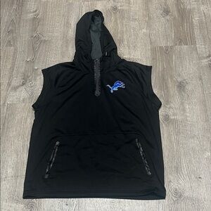 Detroit Lions black Sleeveless Hoodie with Blue Logo